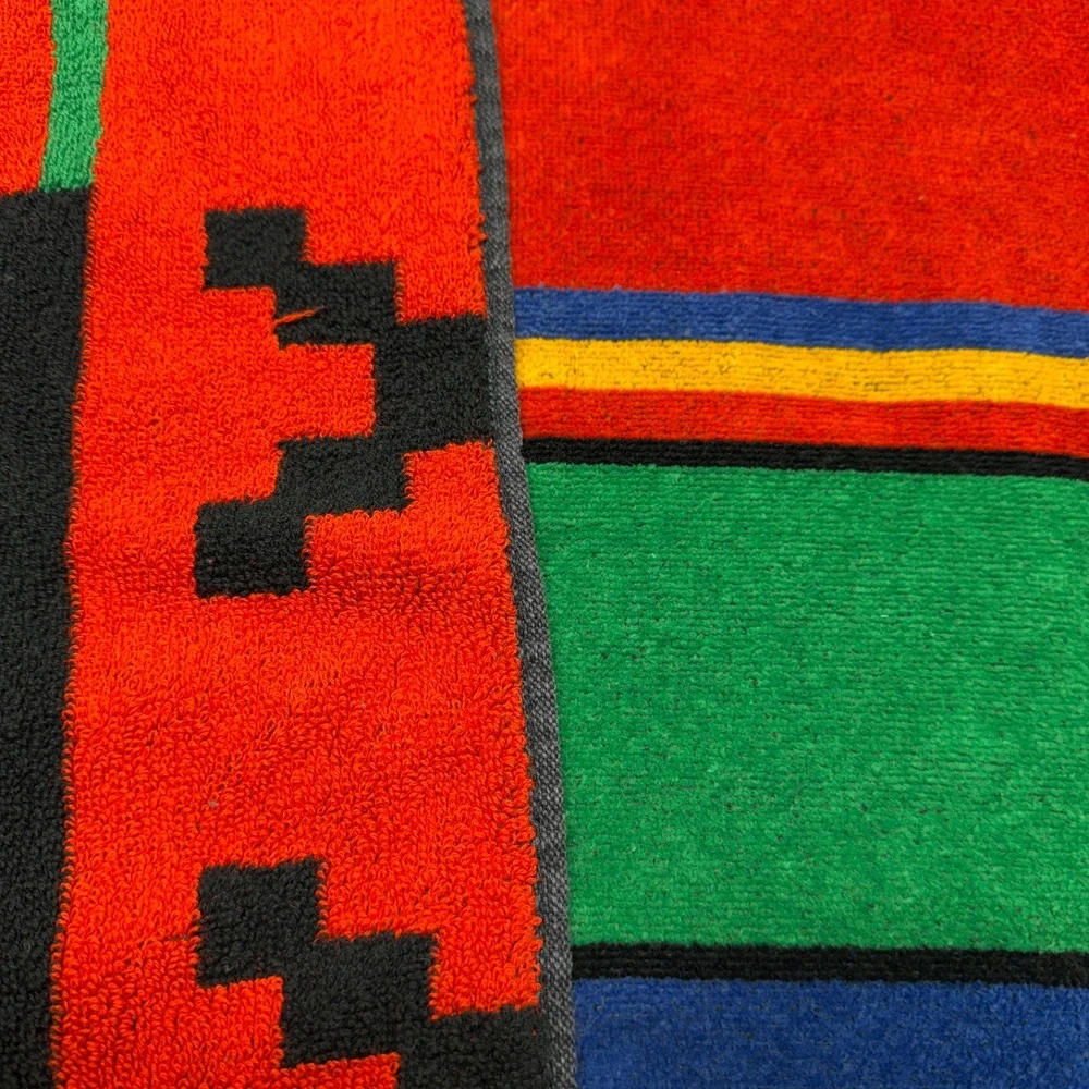 Vintage Juana Berner Brastex Brazil Aztec Stripe Beach Towel 100% Cotton 37x64
